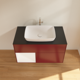 Тумба под раковину Villeroy & Boch Finion 100х50,1 см с подсветкой МДФ пион матовый лак/стекло черное матовое G772MTHB