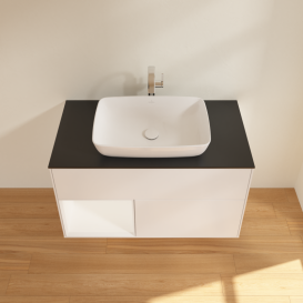 Тумба под раковину Villeroy & Boch Finion 100х50,1 см с подсветкой МДФ белый матовый лак/стекло черное матовое G772MTMT