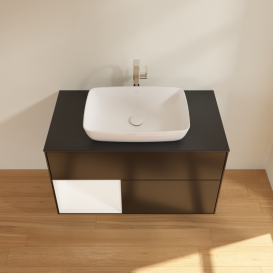 Тумба под раковину Villeroy & Boch Finion 100х50,1 см с подсветкой МДФ черный матовый лак/стекло черное матовое G772MTPD