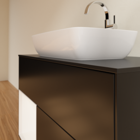 Тумба под раковину Villeroy & Boch Finion 100х50,1 см с подсветкой МДФ черный матовый лак/стекло черное матовое G772MTPD