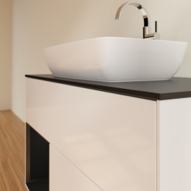 Тумба под раковину Villeroy & Boch Finion 100х50,1 см с подсветкой МДФ глянцевый белый лак/стекло черное матовое G772PDGF