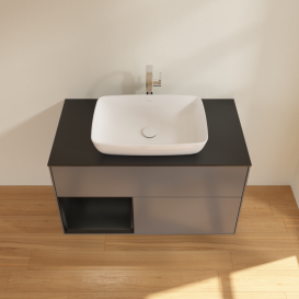 Тумба під раковину Villeroy & Boch Finion 100х50,1 см із підсвічуванням МДФ антрацит матовий лак/скло чорне матове G772PDGK