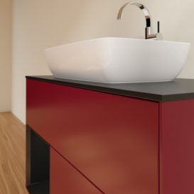 Тумба под раковину Villeroy & Boch Finion 100х50,1 см с подсветкой МДФ пион матовый лак/стекло черное матовое G772PDHB