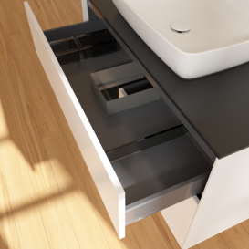 Тумба под раковину Villeroy & Boch Finion 100х50,1 см с подсветкой МДФ белый матовый лак/стекло черное матовое G772PDMT