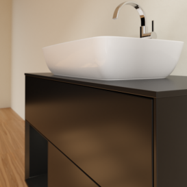 Тумба под раковину Villeroy & Boch Finion 100х50,1 см с подсветкой МДФ черный матовый лак/стекло черное матовое G772PDPD