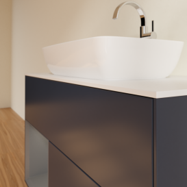 Тумба под раковину Villeroy & Boch Finion 100х50,1 см с подсветкой МДФ темно-синий матовый лак/стекло белое матовое G771GKHG