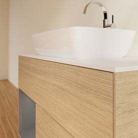 Тумба под раковину Villeroy & Boch Finion 100х50,1 см с подсветкой МДФ шпон дуба/стекло белое матовое G771GKPC