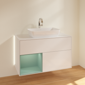 Тумба под раковину Villeroy & Boch Finion 100х50,1 см с подсветкой МДФ глянцевый белый лак/стекло белое матовое G771GMGF