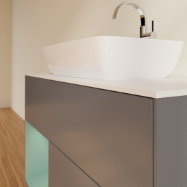 Тумба под раковину Villeroy & Boch Finion 100х50,1 см с подсветкой МДФ антрацит матовый лак/стекло белое матовое G771GMGK