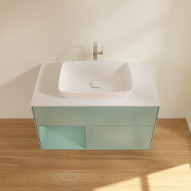 Тумба под раковину Villeroy & Boch Finion 100х50,1 см с подсветкой МДФ оливковый матовый лак/стекло белое матовое G771GMGM