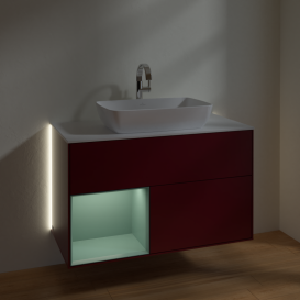 Тумба под раковину Villeroy & Boch Finion 100х50,1 см с подсветкой МДФ пион матовый лак/стекло белое матовое G771GMHB