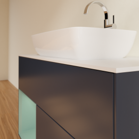 Тумба под раковину Villeroy & Boch Finion 100х50,1 см с подсветкой МДФ темно-синий матовый лак/стекло белое матовое G771GMHG