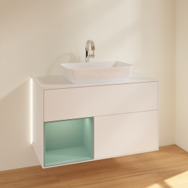Тумба под раковину Villeroy & Boch Finion 100х50,1 см с подсветкой МДФ белый матовый лак/стекло белое матовое G771GMMT