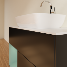 Тумба под раковину Villeroy & Boch Finion 100х50,1 см с подсветкой МДФ черный матовый лак/стекло белое матовое G771GMPD