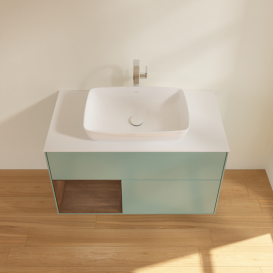 Тумба под раковину Villeroy & Boch Finion 100х50,1 см с подсветкой МДФ оливковый матовый лак/стекло белое матовое G771GNGM