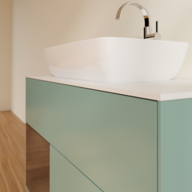 Тумба под раковину Villeroy & Boch Finion 100х50,1 см с подсветкой МДФ оливковый матовый лак/стекло белое матовое G771GNGM