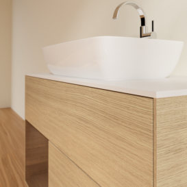 Тумба под раковину Villeroy & Boch Finion 100х50,1 см с подсветкой МДФ шпон дуба/стекло белое матовое G771GNPC