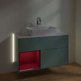 Тумба под раковину Villeroy & Boch Finion 100х50,1 см с подсветкой МДФ оливковый матовый лак/стекло белое матовое G771HBGM