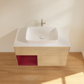 Тумба под раковину Villeroy & Boch Finion 100х50,1 см с подсветкой МДФ шпон дуба/стекло белое матовое G771HBPC