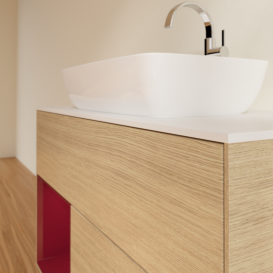 Тумба под раковину Villeroy & Boch Finion 100х50,1 см с подсветкой МДФ шпон дуба/стекло белое матовое G771HBPC