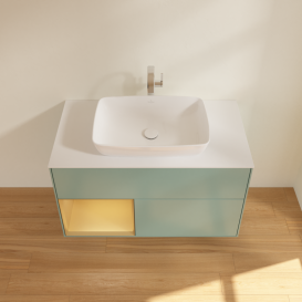 Тумба под раковину Villeroy & Boch Finion 100х50,1 см с подсветкой МДФ оливковый матовый лак/стекло белое матовое G771HFGM