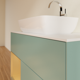 Тумба под раковину Villeroy & Boch Finion 100х50,1 см с подсветкой МДФ оливковый матовый лак/стекло белое матовое G771HFGM