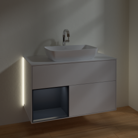 Тумба под раковину Villeroy & Boch Finion 100х50,1 см с подсветкой МДФ глянцевый белый лак/стекло белое матовое G771HGGF