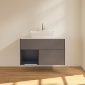 Тумба под раковину Villeroy & Boch Finion 100х50,1 см с подсветкой МДФ антрацит матовый лак/стекло белое матовое G771HGGK