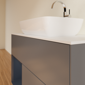 Тумба под раковину Villeroy & Boch Finion 100х50,1 см с подсветкой МДФ антрацит матовый лак/стекло белое матовое G771HGGK