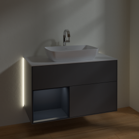 Тумба под раковину Villeroy & Boch Finion 100х50,1 см с подсветкой МДФ антрацит матовый лак/стекло белое матовое G771HGGK