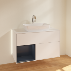 Тумба под раковину Villeroy & Boch Finion 100х50,1 см с подсветкой МДФ белый матовый лак/стекло белое матовое G771HGMT