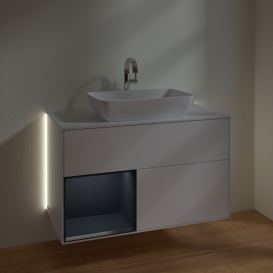 Тумба под раковину Villeroy & Boch Finion 100х50,1 см с подсветкой МДФ белый матовый лак/стекло белое матовое G771HGMT