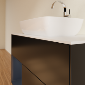 Тумба под раковину Villeroy & Boch Finion 100х50,1 см с подсветкой МДФ черный матовый лак/стекло белое матовое G771HGPD