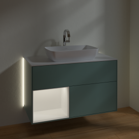 Тумба под раковину Villeroy & Boch Finion 100х50,1 см с подсветкой МДФ оливковый матовый лак/стекло белое матовое G771MTGM