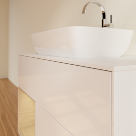 Тумба под раковину Villeroy & Boch Finion 100х50,1 см с подсветкой МДФ глянцевый белый лак/стекло белое матовое G771PCGF