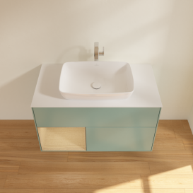 Тумба под раковину Villeroy & Boch Finion 100х50,1 см с подсветкой МДФ оливковый матовый лак/стекло белое матовое G771PCGM