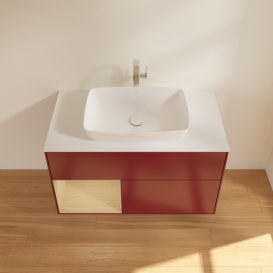 Тумба под раковину Villeroy & Boch Finion 100х50,1 см с подсветкой МДФ пион матовый лак/стекло белое матовое G771PCHB