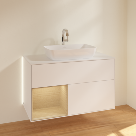 Тумба під раковину Villeroy & Boch Finion 100х50,1 см із підсвічуванням МДФ білий матовий лак/скло біле матове G771PCMT