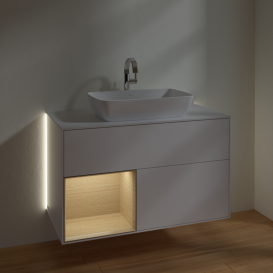 Тумба під раковину Villeroy & Boch Finion 100х50,1 см із підсвічуванням МДФ білий матовий лак/скло біле матове G771PCMT