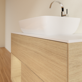Тумба под раковину Villeroy & Boch Finion 100х50,1 см с подсветкой МДФ шпон дуба/стекло белое матовое G771PCPC