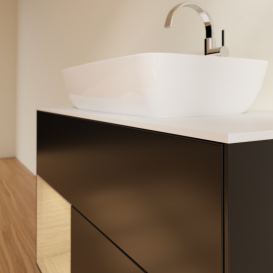 Тумба под раковину Villeroy & Boch Finion 100х50,1 см с подсветкой МДФ черный матовый лак/стекло белое матовое G771PCPD