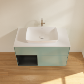 Тумба под раковину Villeroy & Boch Finion 100х50,1 см с подсветкой МДФ оливковый матовый лак/стекло белое матовое G771PDGM