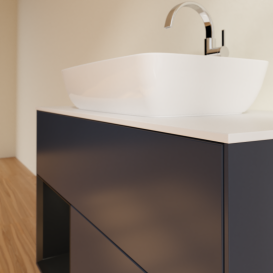 Тумба под раковину Villeroy & Boch Finion 100х50,1 см с подсветкой МДФ темно-синий матовый лак/стекло белое матовое G771PDHG