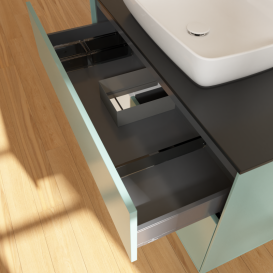 Тумба під раковину Villeroy & Boch Finion 100х50,1 см із підсвічуванням МДФ оливковий матовий лак/скло чорне матове G772GFGM