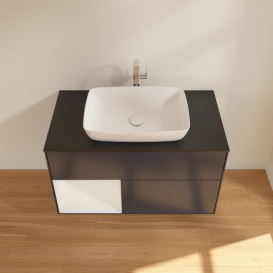 Тумба под раковину Villeroy & Boch Finion 100х50,1 см с подсветкой МДФ темно-синий матовый лак/стекло черное матовое G772GFHG