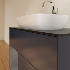 Тумба под раковину Villeroy & Boch Finion 100х50,1 см с подсветкой МДФ темно-синий матовый лак/стекло черное матовое G772GKHG