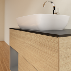 Тумба під раковину Villeroy & Boch Finion 100х50,1 см із підсвічуванням МДФ шпон дуба/скло чорне матове G772GKPC