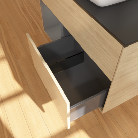 Тумба під раковину Villeroy & Boch Finion 100х50,1 см із підсвічуванням МДФ шпон дуба/скло чорне матове G772GKPC