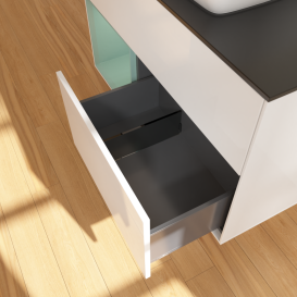 Тумба під раковину Villeroy & Boch Finion 100х50,1 см з підсвічуванням МДФ білий глянцевий лак/скло чорне матове G772GMGF