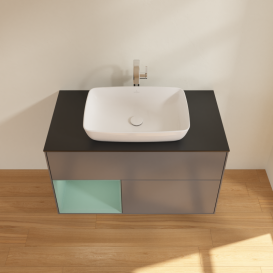 Тумба под раковину Villeroy & Boch Finion 100х50,1 см с подсветкой МДФ антрацит матовый лак/стекло черное матовое G772GMGK